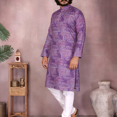 Men’s Cotton Sequence Work Kurta with Semi Cotton Chudidar