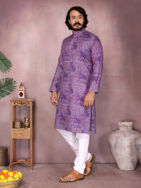 Men’s Cotton Sequence Work Kurta with Semi Cotton Chudidar