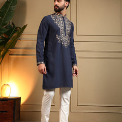 Men’s Armani Lachko Embroidered Kurta with Semi Cotton Chudidar