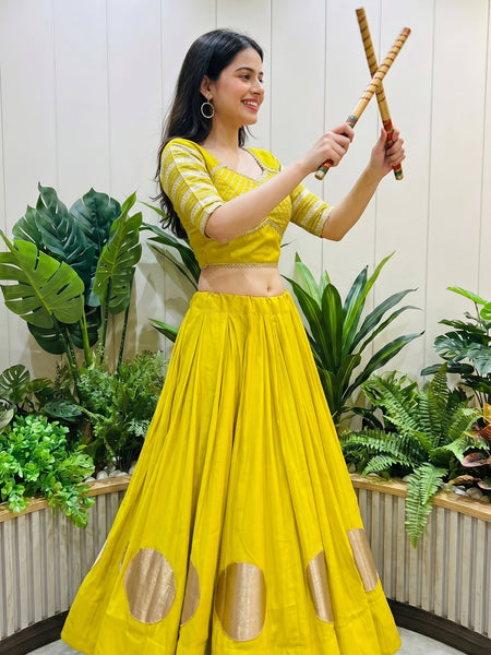 Pure Roman Cotton Gota Lehenga Choli for Navratri