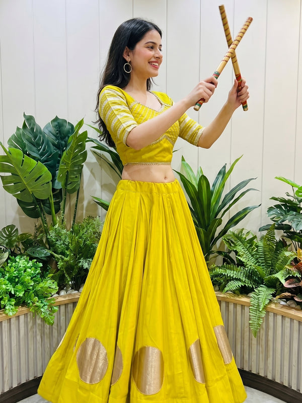 Pure Roman Cotton Gota Lehenga Choli for Navratri