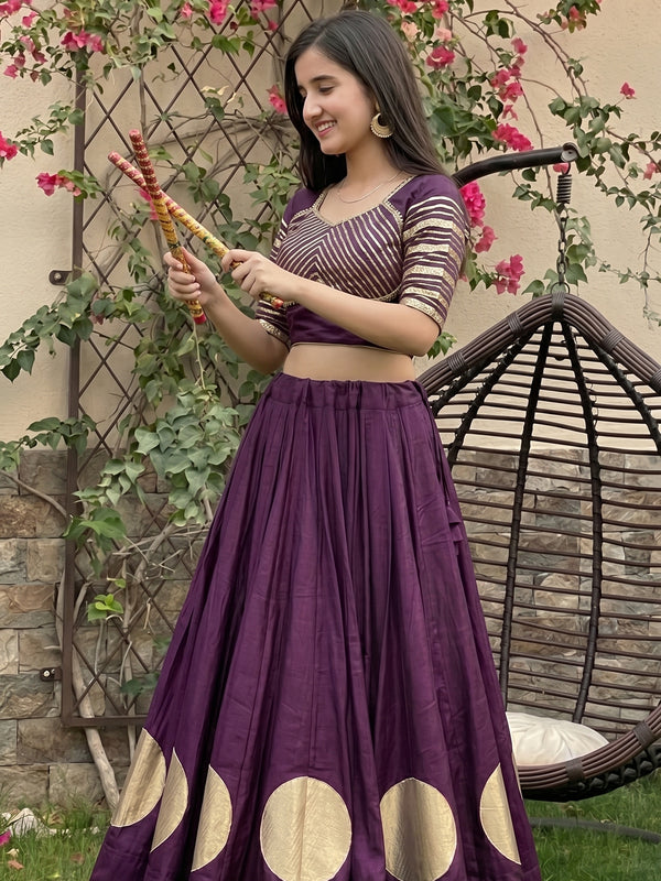 Pure Roman Cotton Gota Lehenga Choli for Navratri