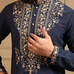 Men’s Armani Lachko Embroidered Kurta with Semi Cotton Chudidar