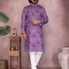 Men’s Cotton Sequence Work Kurta with Semi Cotton Chudidar