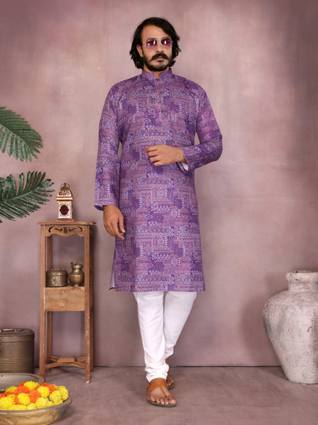 Men’s Cotton Sequence Work Kurta with Semi Cotton Chudidar