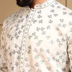 Men’s Royal Silk Sequence Embroidered Kurta with Semi Cotton Chudidar