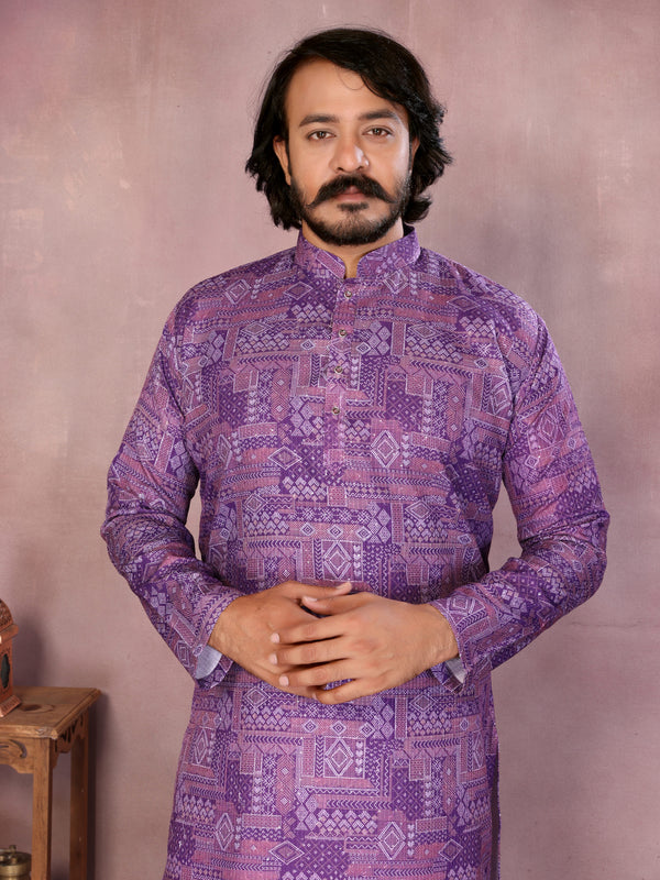 Men’s Cotton Sequence Work Kurta with Semi Cotton Chudidar