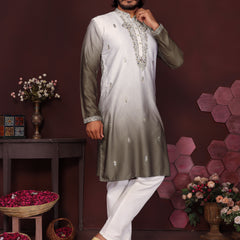 Men’s Premium Cotton Silk Embroidered Kurta with Raymond Cotton Pyjama