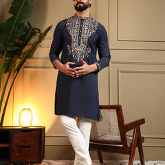 Men’s Armani Lachko Embroidered Kurta with Semi Cotton Chudidar