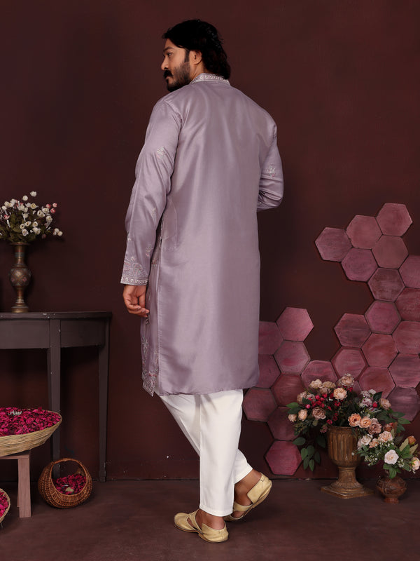 Men’s Premium Smart Silk Sequence Embroidered Kurta with Raymond Cotton Pyjama