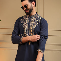 Men’s Armani Lachko Embroidered Kurta with Semi Cotton Chudidar