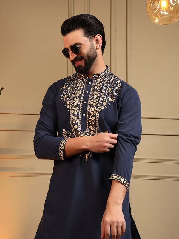Men’s Armani Lachko Embroidered Kurta with Semi Cotton Chudidar
