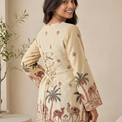 Women’s Off-White Cotton Kalamkari Printed Tunic