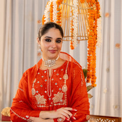 Women’s Chanderi Silk Embroidered Kurta with Chanderi Silk Bottom & Embroidered Chanderi Dupatta Set