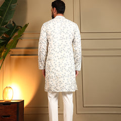 Men’s Royal Silk Sequence Embroidered Kurta with Semi Cotton Chudidar
