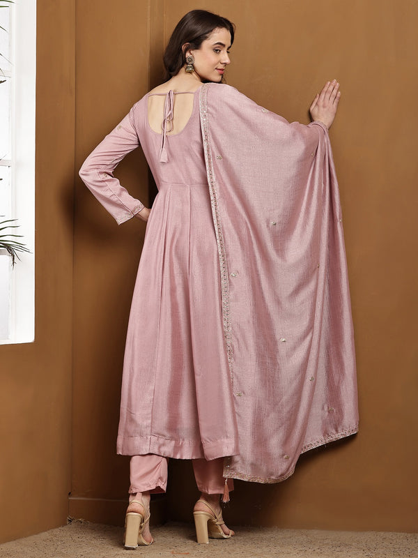 Vichitra Silk Kurta Pant Set With Vichitra Silk Dupatta