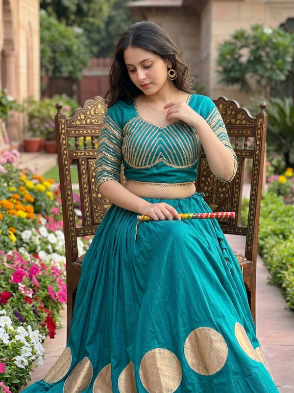 Pure Roman Cotton Gota Lehenga Choli for Navratri