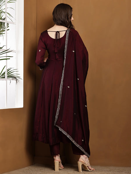 Vichitra Silk Kurta Pant Set With Vichitra Silk Dupatta