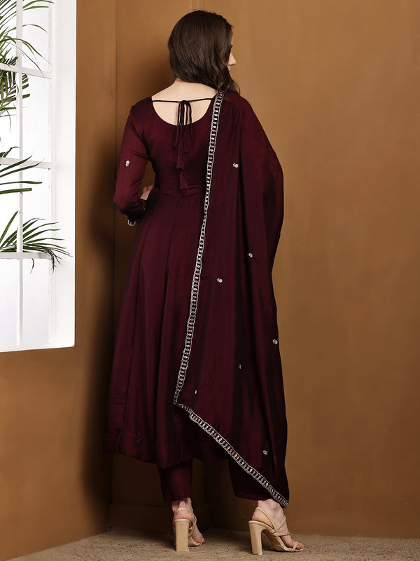 Vichitra Silk Kurta Pant Set With Vichitra Silk Dupatta