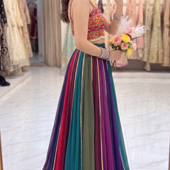 Women's Multi-Color Georgette Gota Patti Lehenga Choli for Navratri