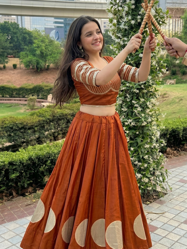 Pure Roman Cotton Gota Lehenga Choli for Navratri