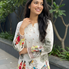 Women’s Cream Cotton Kalamkari Print TunicWomen’s Cream Cotton Kalamkari Print Tunic