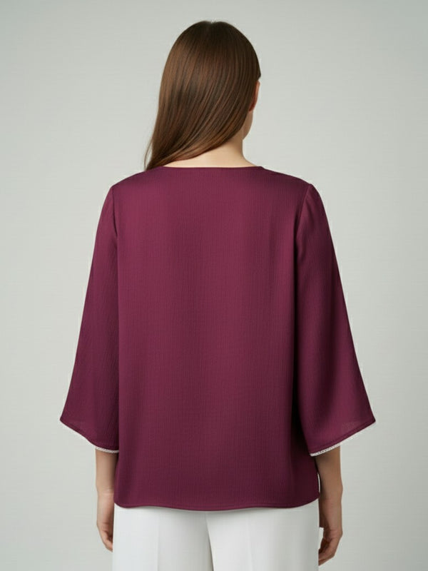 Women’s Fancy Purple Delta Silk Solid Top