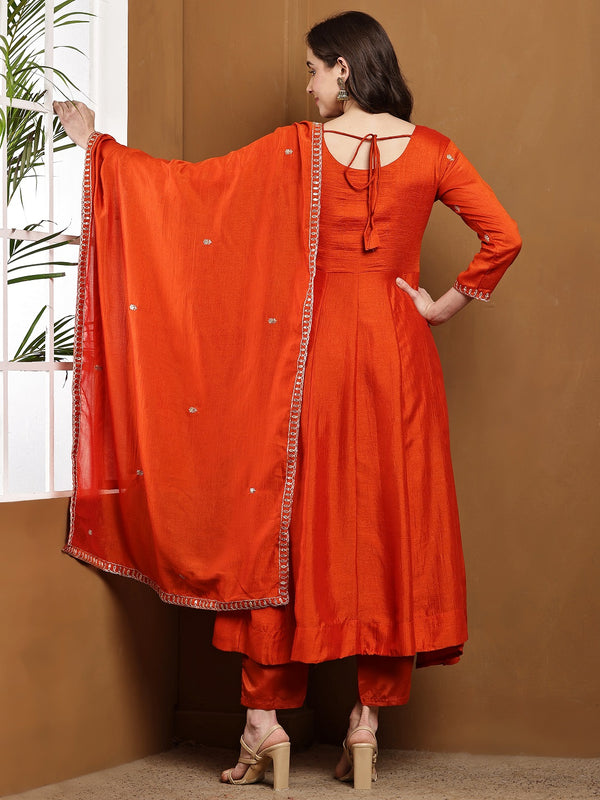 Vichitra Silk Kurta Pant Set With Vichitra Silk Dupatta