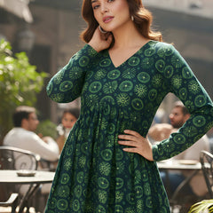 Casual Girls V-Neck Printed Tunic Top