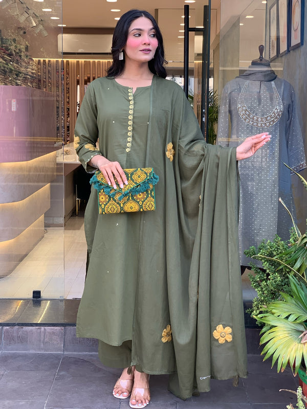 Chanderi Silk Kurta Set With Chanderi Dupatta