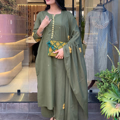 Chanderi Silk Kurta Set With Chanderi Dupatta