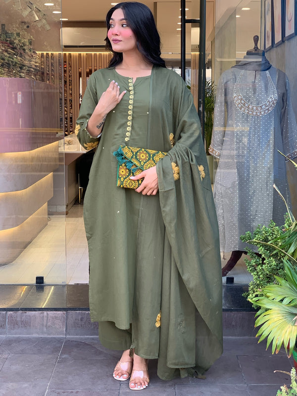 Chanderi Silk Kurta Set With Chanderi Dupatta