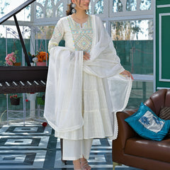 Flex Butti Cotton Kurta Set With Cota Chex Dupatta