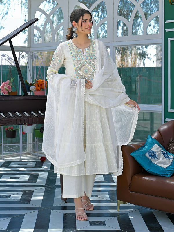 Flex Butti Cotton Kurta Set With Cota Chex Dupatta