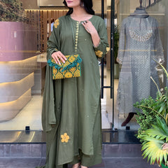 Chanderi Silk Kurta Set With Chanderi Dupatta