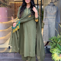 Chanderi Silk Kurta Set With Chanderi Dupatta