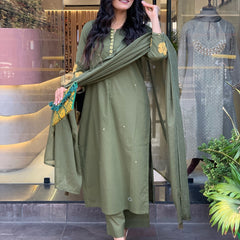 Chanderi Silk Kurta Set With Chanderi Dupatta