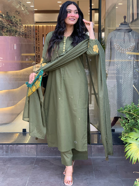 Chanderi Silk Kurta Set With Chanderi Dupatta