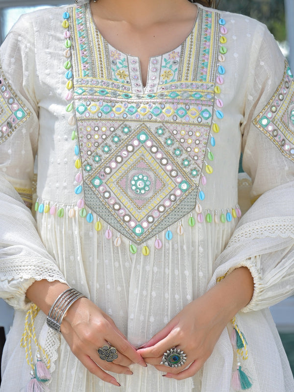 Flex Butti Cotton Kurta Set With Cota Chex Dupatta