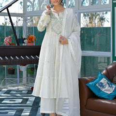 Flex Butti Cotton Kurta Set With Cota Chex Dupatta