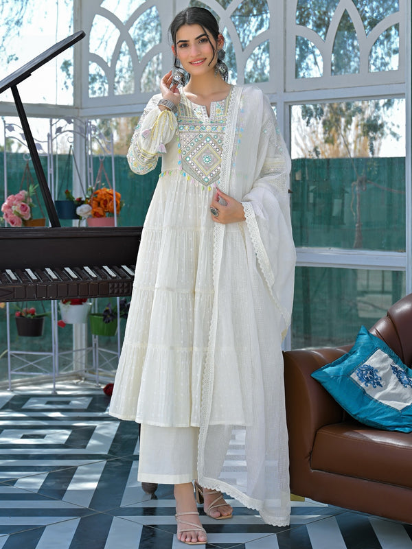 Flex Butti Cotton Kurta Set With Cota Chex Dupatta