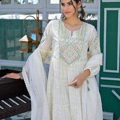 Flex Butti Cotton Kurta Set With Cota Chex Dupatta