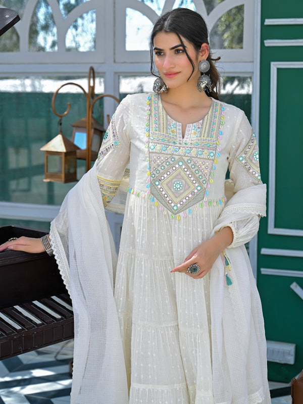 Flex Butti Cotton Kurta Set With Cota Chex Dupatta