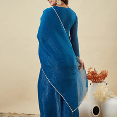 Women's Crunchy Silk Kurta With Pant & Dupatta Set