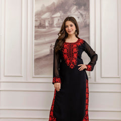 Women's Georgette Embroidered Kurta Pant & Dupatta Set