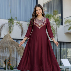 Women's Chinon Printed Kurta Pant & Organza Dupatta Set