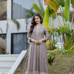 Women's Vichitra Silk Embroidered Kurta Pant Dupatta Set