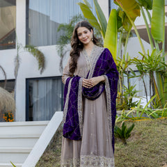 Women's Vichitra Silk Embroidered Kurta Pant Dupatta Set