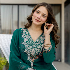 Women's Chinon Printed Kurta Pant & Organza Dupatta Set