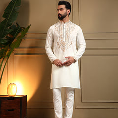 Men’s Armani Lachko Embroidered Kurta with Semi Cotton Chudidar